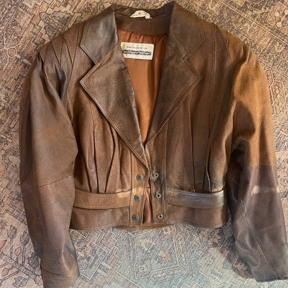 Vintage 80’s brown leather jacket sz Med - Picture 16 of 16